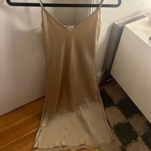 WILIFRED satin midi dress in champagne. Size XXS.